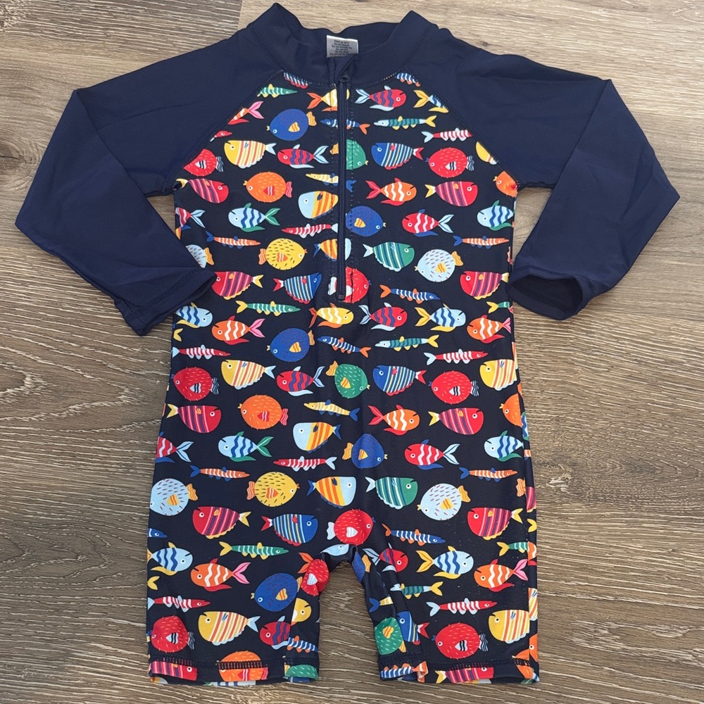 Colorful Fish Print Kids Swimwear